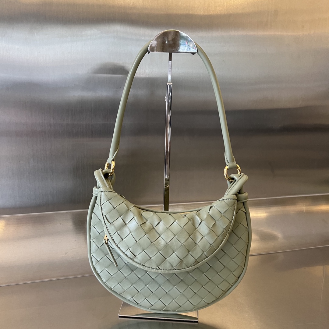 Small Gemelli Intrecciato Leather Shoulder Bag Bean Green